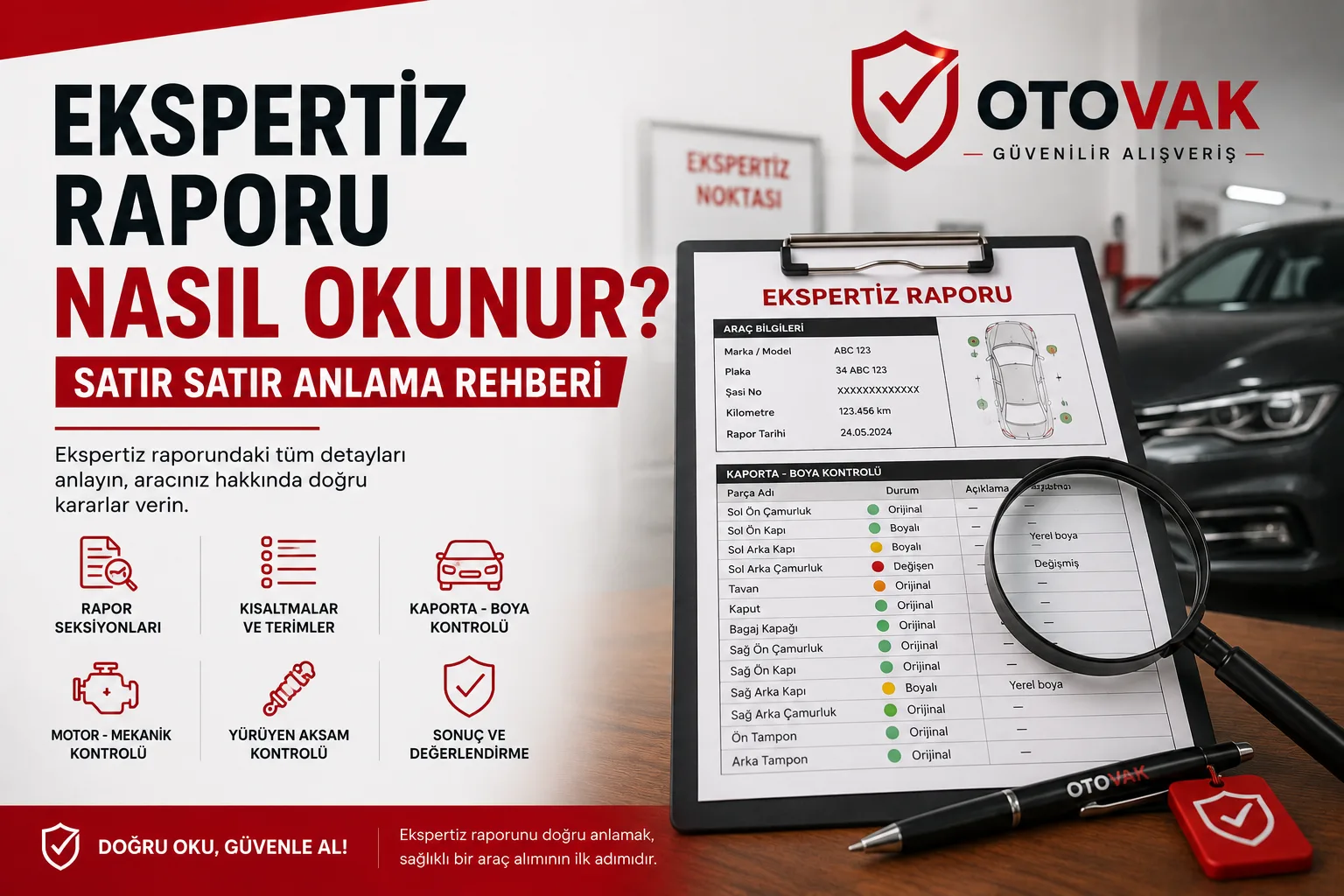 Ekspertiz raporu nasıl okunur: boya kalınlığı ölçüm cihazı ile araç kaportası ölçülüyor